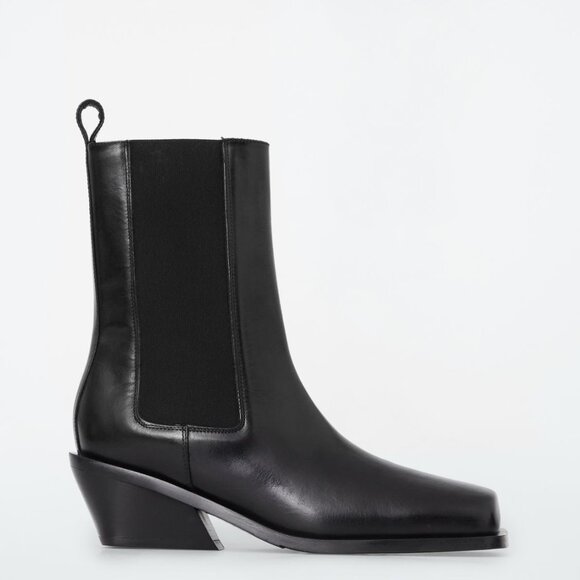 COS SQUARE-TOE LEATHER CHELSEA BOOTS - Picture 4 of 4